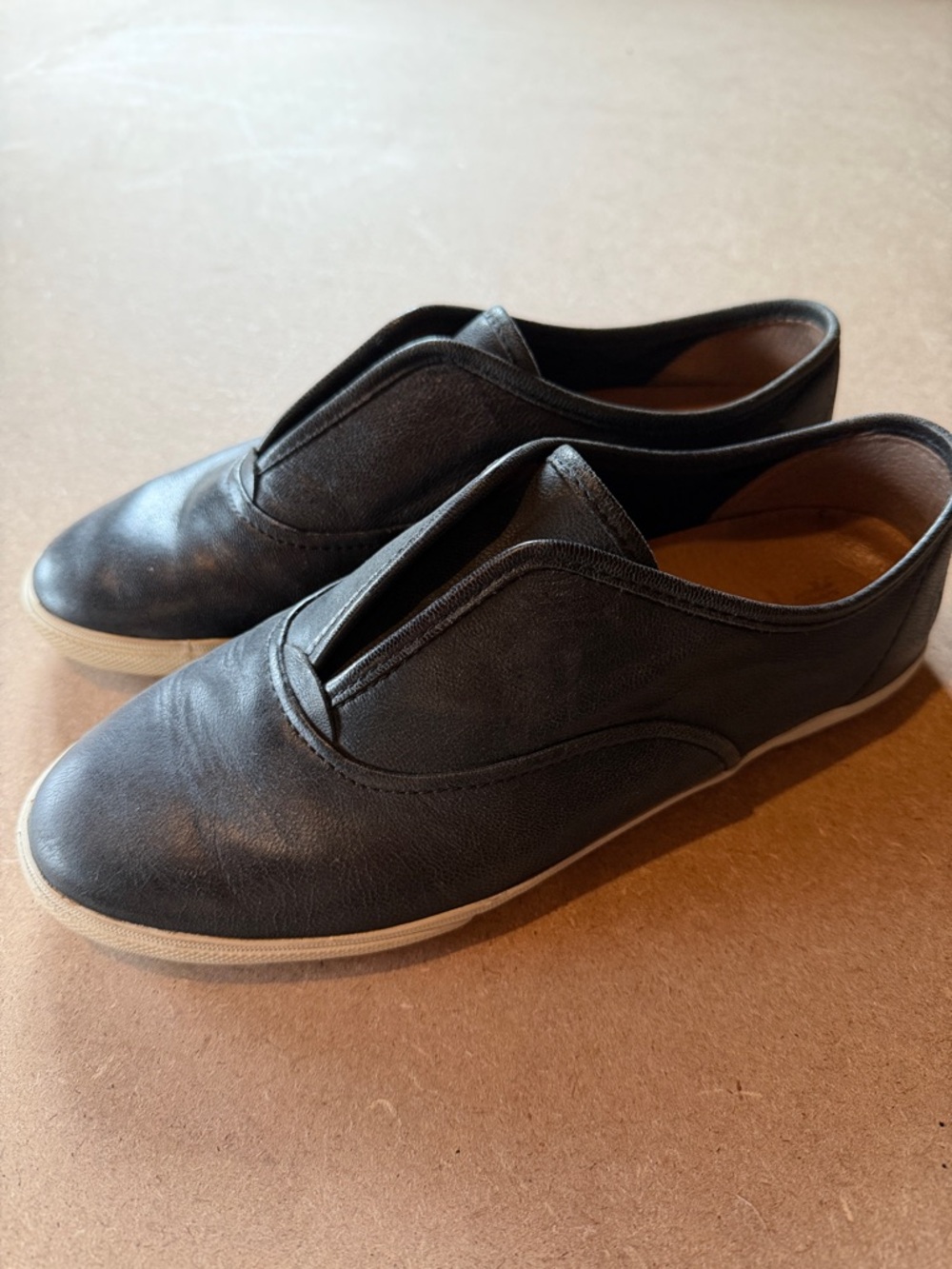 Frye Black Leather Slip-On Casual Loafers